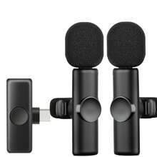 Wireless Mini Lavalier Microphone Compatible With IPhone And IPad - Wireless Dual Microphone, Plug And Play, 2.4G Ultra-Low Latency, Built-In Noise Reduction Chip, 5 Hours Working Time, Suitable For Two-Person Creation, (50mAh Rechargeable Battery) - Black - View 15