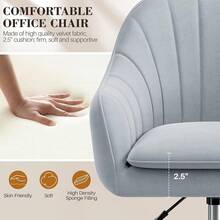 Vanity Chair With Wheels, Comfy Home Office Desk Chairs Adjustable Modern Velvet Makeup Vanity Chairs For Bedroom Living - Multicolor - View 5