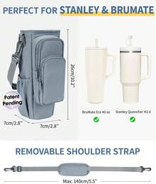 Water Bottle Carrier Bag With Phone Pocket For   Era 40oz Accessories Insulated Water Bottle Holder Pouch With Strap  Cup Sling Bag With Straw Cover For Crossbody - 藍色 - 查看 2