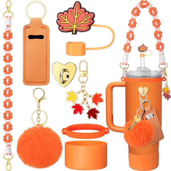 AiScrofa Ice Cup Straw Lid Bow Silicone Straw Cap Pearl Cup Chain Crystal Ball Valentine's Day Party Decoration