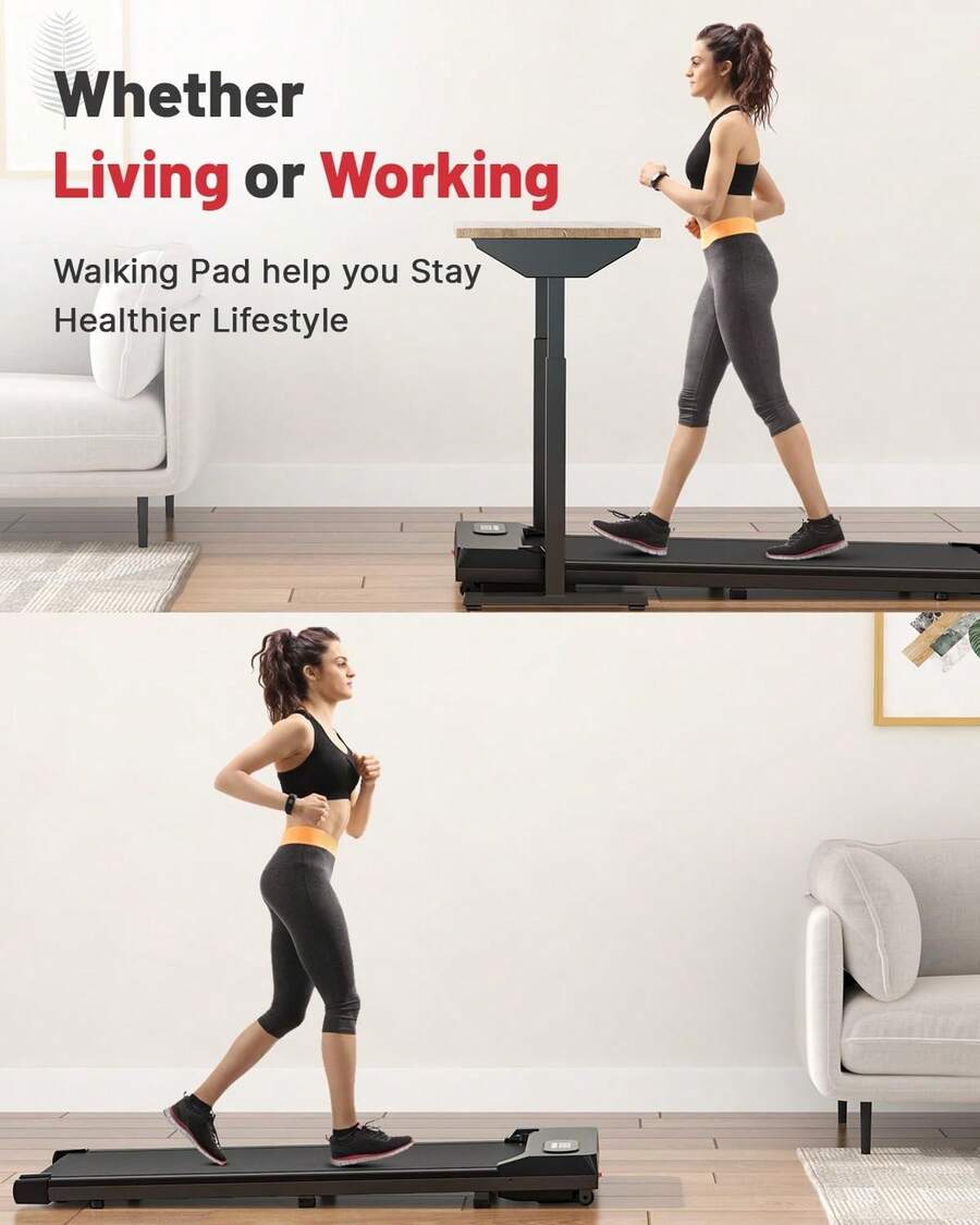 Homefitnesscode Electric Treadmill 110x49cm With Remote Control And LCD Screen For Home And Office - 黑色 - 查看 1