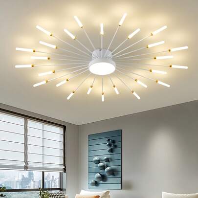 Moderne LED-Hängeleuchte mit 24+1 oder 26+1 Glühbirnen - modisches Metalldesign, geeignet für Esszimmer, Schlafzimmer, Flur - Deckenleuchte mit Warmweißem Licht, Halbflächenbündige Montage, Esszimmer Pendelleuchte
