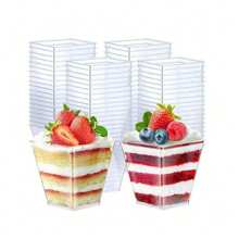 100 个慕斯杯 + 100 个勺子：甜点勺和杯子，适用于派对、冰淇淋、糖果、生日、婚礼和节日聚会 - 仅可手洗