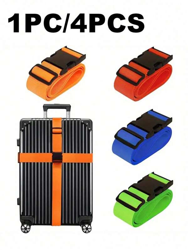 1PC/2PCS Simple And Fashionable Multi-Functional Adjustable Suitcase Colorful Security Straps, Zigzag Vibrant Luggage Straps, Non-Locking Luggage Straps, Outdoor Suitcase Straps, Easy To Use PP Buckle, Easy To Store And Carry, Suitable For Carefree Travel Vacation And Prevent Theft, Can Be Used For Suitcases, Tents, Moisture-Proof Pads, Backpacks, Travel Equipment Items, Quilts, Yoga Mats, Waistbands, Slimming Girdle, Life Home Strapping, Etc..