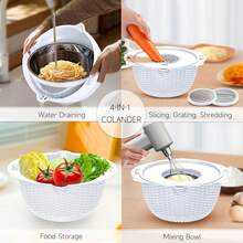 Juego de colador con bol - 4 en 1 - Colador para pasta - Colador de cocina - Coladores y coladores para arroz, limpiador de frutas, lavado de verduras, colador de fregadero, artículos esenciales de cocina - Blanco - Rojo y blanco - Ver 2