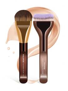 MAANGE 2 set di pennelli da trucco professionali, pennello per fondotinta e correttore, pennello per fondotinta liquida, strumenti da trucco con fibra morbida, facili da trasportare, set adatto come regalo per donne e ragazze