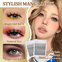 FEEGO - Extensiones de pestañas individuales con rizo en C, volumen, anime, con banda fina, para cosplay, hazlo tú mismo en casa (bonitas) - Kit de chica mágica B - Ver 5