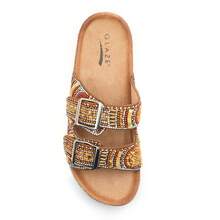 Sandalias planas para mujer con plantilla de corcho, punta abierta, correa ajustable, para caminar | Playa | Interior POWDER-03 - Marrón - Ver 10