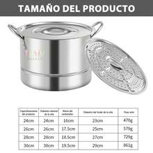 Juego de ollas de 4 piezas, juego de ollas para sopa, juego de utensilios de cocina, juego de ollas para sopa de acero inoxidable, utensilios de cocina multifuncionales, acero inoxidable, gran capacidad, multifuncional, herramientas de cocina, utensilios de cocina con tapa, olla con tapa, equipado con cuchara para sopa, vaporera extraíble, olla de cocina para el hogar, accesorios de cocina, duradero y fácil de limpiar, adecuado para cocinar, cocinar al vapor y freír, adecuado para el hogar, restaurante, escuela, viajes (plata) - Plateado - Ver 2