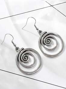 2 piezas Pendientes Vintage Bohemios de Espiral Geométrica Redonda, Pendientes Asimétricos de Moda Llamativa Adecuados para Uso Diario de Mujer
