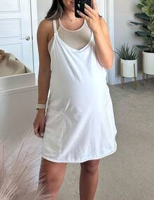 Women's Summer Sleeveless Mini Dress With Built-In Shorts - 白色 - 查看 3