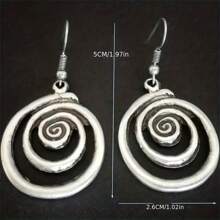 Vintage Geometric Spiral Circle Pendant Earrings, Women's Party Jewelry Gift