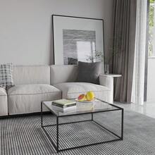 Glass Coffee Table Modern Center Table,Minimalist Coffee Table Sofa Side Tea Table For Living Room,Tempered Glass-Top With Sturdy Metal Frame, Easy Assembly,26.4 X 26.4 X 15.7 Inches, Gold - Black - View 7