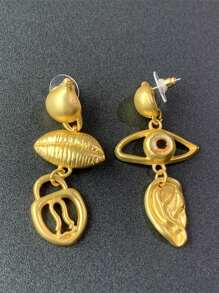 1 par de aretes de mujer con estilo vintage, aretes tipo gota con diseño de ojo del diablo en color mate y acabado vintage francés para damas