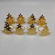 Anillos para servilletas de árbol de Navidad de metal hueco premium, portaservilletas sencillos, disponibles al por mayor