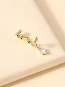 1pc Fashionable & Versatile Simple Zirconia Fake Belly Ring