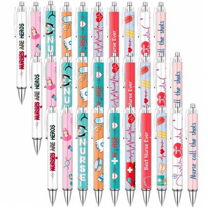 1/5/10/20/30支护士圆珠笔可爱卡通护士笔可爱伸缩护理笔趣味墨水圆珠笔适用于医务助理学生工作人员办公室护士感谢礼物