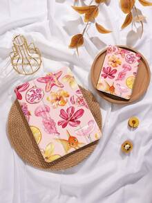 粉色夏日海洋元素拼贴图案保护壳适用于 iPad Air4/5 10.9 英寸、iPad 7/8/9/10.2 英寸、iPad 第 10 代，兼容 Kindle Paperwhite 第 12 代 2024、Kindle（第 11 代）2022 年发布，保护壳具有自动睡眠/唤醒功能 - 彩色 - 查看 9