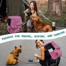 Dog Travel Bag Backpack, Airline Approved Dog Bags For Traveling, Puppy Diaper Bag Supplies, Pet Camping Essentials Hiking Accessories Dog Mom Gift, Food Container, Collapsible Bowls, Pink - Pink - View 8