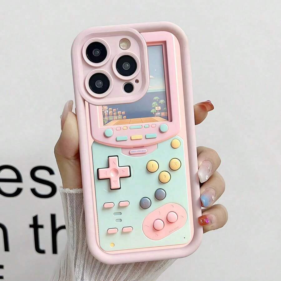 Game Console Pink Pattern Phone Case For Compatible With IPhone 16/15/14/13/12/11/ProMax/Pro/Plus/XSMax/XS/X,For Compatible With Samsung Galaxy S22/S23/S24/S25/Plus/FE/Ultra,Fashion Female Summer Unique Cases Shockproof Anti-Drop Design Tpu Protection Cover Men Casing Girl Women Ultimate Protective Fundas Para Protectores De Celulares Accessories Friend Gift Aesthetic Protector Forro De Teléfono - trắng - Xem 1