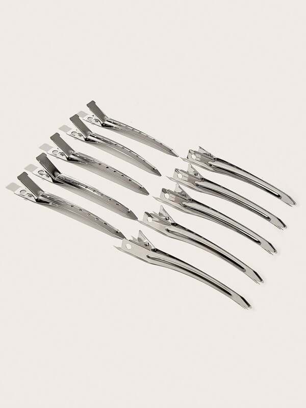10 stuks professionele eendenbek haarsectieclips - zilveren golvende alligator haarclips voor styling, knippen, permanenten en kleuren - antislip platte haarklemmen voor nauwkeurige verdeling - metalen kappersgereedschap voor salon, kapper en thuisgebruik - hittebestendig en antislip ontwerp, terug naar school, essentiële reis- en vakantie-artikelen, haaraccessoires voor vrouwen