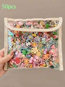 20/30/50pcs Cute Cartoon Girl Hair Accessories, Ponytail And Daily Wear, Mother's Gift, PE Bag Packaging - Mixed Color - View 3