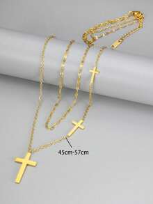 MONALLY 1件18K镀金奢华时尚金色几何圆形双层项链，优雅不锈钢首饰，女士夏季假日旅行海滩派对礼物 - 雙層項鍊 - 查看 10