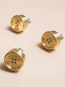 4件欧式设计创意纽扣抽屉拉手，适用于抽屉、橱柜、梳妆台、儿童衣柜、壁橱、鞋柜、玄关，圆形金色抽屉把手，铜材质，含螺丝