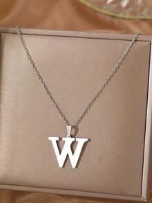 Aomogo 1 pieza Collar de acero inoxidable simple y de moda con 26 letras que no se decoloran, regalo perfecto para hombres en cumpleaños y días festivos - collar - Ver 20