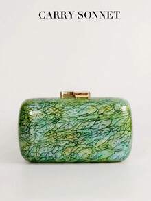 Acrylic Purses For Women Marbled Evening Shoulder Bag Acrylic Clutch With Chain For Party Wedding Cocktail Prom,Teacher Gifts,Holiday Essentials,Travel Essentials - Green - View 3