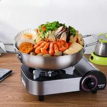 Utensilios de cocina de acero inoxidable, cacerola, ollas secas con, cocina casera, cacerola de Paella, olla de arroz para mariscos, platos para aperitivos de Picnic - Plateado - Ver 9