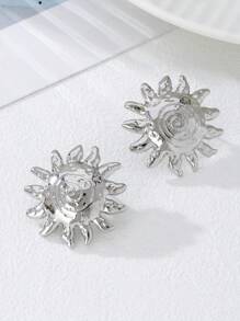 1 Par de Aretes de Botón Metálicos Geométricos de Moda y Versátiles, Adecuados para Uso Diario