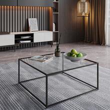 Glass Coffee Table Modern Center Table,Minimalist Coffee Table Sofa Side Tea Table For Living Room,Tempered Glass-Top With Sturdy Metal Frame, Easy Assembly,26.4 X 26.4 X 15.7 Inches, Gold - Black - View 5