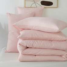 2/3 Pieces Luxury Solid Color Comfortable Breathable Comforter Set, Anti-Shrink And Anti-Fading Luxury Hotel-Grade Easy-Care Comforter Set, Machine Washable, High-Quality Bedding For All Seasons, Daily Holiday Gifts - Hồng - Xem 14