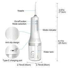Water Flosser: Portable Cordless Oral Irrigator With 4 Modes, Rechargeable Travel Rinse Cleaner IPX7 Waterproof Electric Dental Cleaner - Black - View 9
