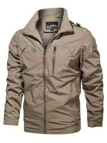 Men's Casual Waterproof Windbreaker, Men's Coats, Winter Coat, Hoodies, Camping, Hiking Jacket - 卡其色 - 查看 6