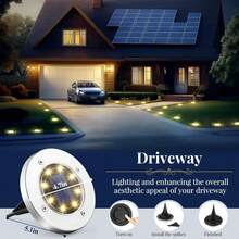 4/8/12/24pcs Solar Ground Lights, Outdoor 8LED Pathway Lights, Solar Garden Lights Landscape Lighting, Patio, Lawn, Driveway,White Light - 暖光 Warm Light - 查看 5