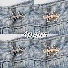 1pair/2pairs/4pairs Instant Removable Waistband Cincher For Loose Fit Jeans, Adjustable Jeans Button Clips Without Sewing