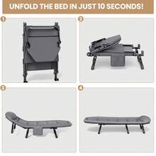 Foldable Camping Bed With 3D Memory Foam Pillow, Portable Foldable Bed For Office, Napping, Outdoor Picnics/Sunbathing, Quick Setup And Space-Saving, Heavy-Duty Metal Frame