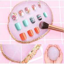 Resin Nail Art Palette, Nail Polish Palette Nail Painting Mixed Color Palette Gilded Edge Nail Art Color Mixing Tray DIY Nail Gel Makeup Display Board Pallet For Nail Art - trắng - Xem 9