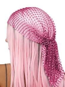 1 peça 45 cm Bandana para cabelo feminino, lenços de com strass para chapéus, lenço de rede de pesca