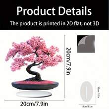 1 件 2D 粉色樱花亚克力盆景树桌面装饰 - 传统风格，7.9 英寸圆形桌面展示，黑色树干和鲜艳的粉色花朵，非常适合情人节、复活节和季节性室内装饰，送给朋友的理想礼物，季节性室内装饰 | 传统风格装饰 | 充满活力的花卉设计，樱花装饰