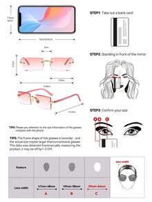 2pcs Unframed Classic Retro Rectangular Metal Sunglasses, Fashion Outdoor Travel Beach Decor Daily Wear Summer UV Protection Driving Glasses, Unisex Shade Going Out Outfit Outdoor Beach Seaside Vacation And Gift For Family And Friends - 2PCS組合裝C - 查看 4