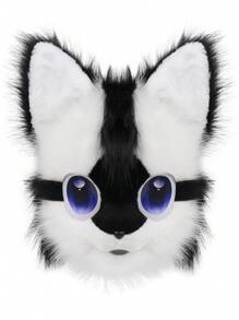 Máscara de cabeza de animal tipo perro, de piel sintética, peluda y esponjosa, disfraz de carnaval, accesorios de cosplay
