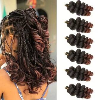 6 piezas Extensiones de cabello trenzado crochet ondulado francés, cabello sintético con onda suelta rizada para mujeres