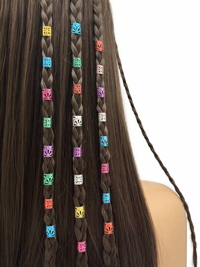 100 piezas Conjunto de accesorios para el cabello multicolor, adecuado para trenzas y rastas, incluye cuentas, ligas para el cabello, pinzas y diademas de metal ajustables
