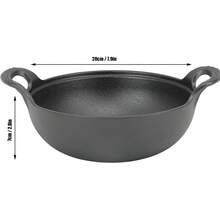 Wok Non Stick Cast Iron Wok With Lid, 7.9 Inch Stir Fry Pan With Flat Bottom, Small Heavy Duty Uncoated Traditional Cookware With Dual Integral Handles For All Cooktops - Black - View 2