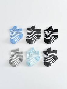6 Pairs Non-Slip Ankle Socks For Baby Boys And Girls, Suitable For Infants And Children