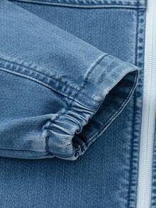 Balabala Boys Denim Hoodie Jacket 2025 Casual Zip-Up Outerwear For Kids - Denim Light Blue - View 5