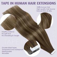 Invisible 10PCS/20-25G Tape In Remy Skin Weft 100% Human Hair Extensions Seamless Easy To Install 12"-24" - #02 Dark Brown - View 6